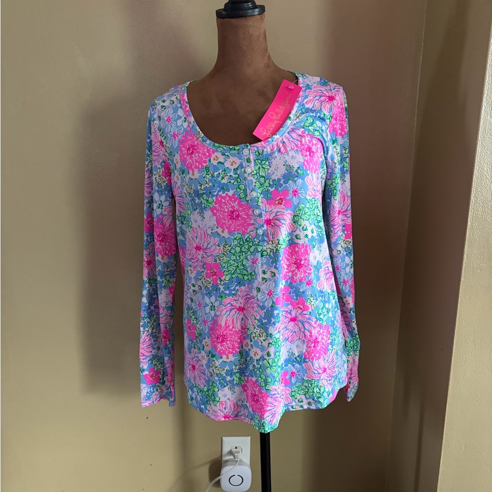 Lily Pulitzer PJ knit LS Henley top